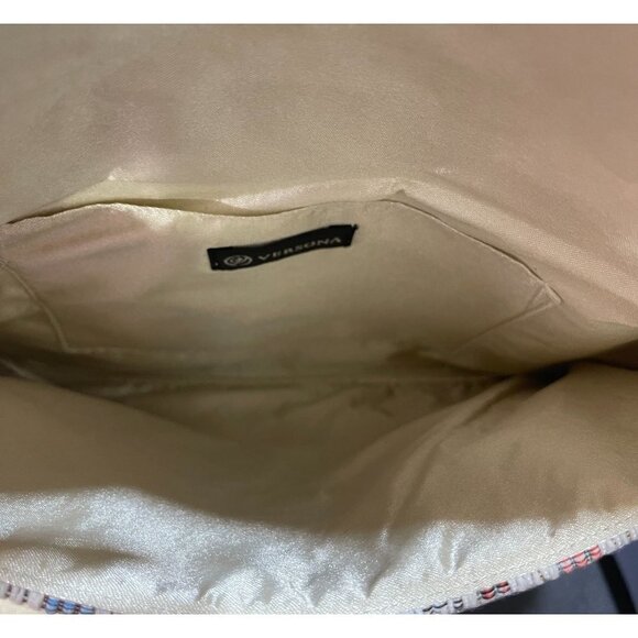 Versona Tweed Sequin Handbag Purse Envelope Bag Crossbody Grey Blue - Picture 7 of 9